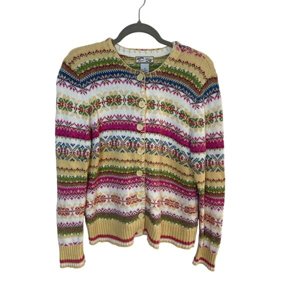VIntage Heirloom Collectibles Multi Cardigan Sweater Knit Fair Isle Women's M - Picture 1 of 7